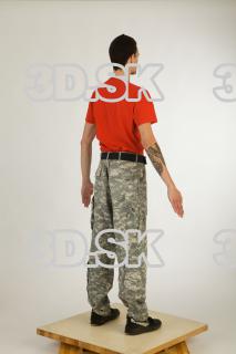 Whole body red shirt army jeans brown shoes of Willard…